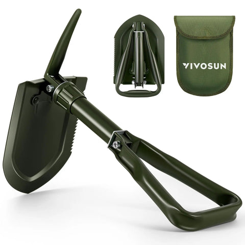 Folding Survival Shovel For Camping And Hiking High Carbon Steel Tactical Entrenching Tool Lightweight Grab And Go 2.3 Lb Compact Shovel With Carry Pouch Ideal For Backpacking Digging Gardening Off Road Beach