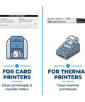 Pro Gear Thermal ID Card Printer Maintenance Kit With Five Deep Scour Sheets And One Detail Swab for cleaning card and thermal printers.