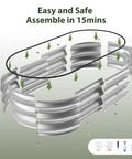 Diagram of Heavy Duty Galvanized Raised Garden Bed Kit 4x2x1 Ft With Safety Edging showing assembly process.