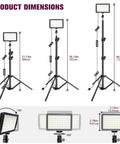 Pro Grade Dimmable USB LED Video Lights Kit with 5600K Daylight Adjustable Tripod Stand shown in height variations and angles