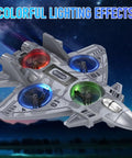 Rad Remote Control Plane With Lights And 360 Degree Flips Foam RC Toy For Kids Ages 8 And Up Fighter Jet Style with LED lights.