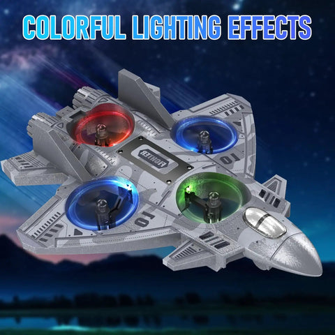 Rad Remote Control Plane With Lights And 360 Degree Flips Foam RC Toy For Kids Ages 8 And Up Fighter Jet Style with LED lights.
