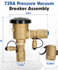 3/4-inch brass pressure vacuum breaker backflow preventer for irrigation, front view with black cap.