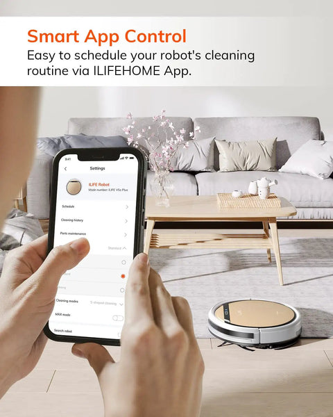 V5s Plus Robot Vacuum And Mop Combo With WiFi App And Alexa Voice Control Auto Self Charging Slim Quiet Cleaner in living room