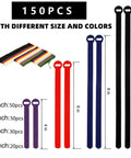 Must Have 150 Piece Cable Tie Set With 4 6 8 10 Inch Reusable Hook And Loop Wire Straps In Assorted Colors