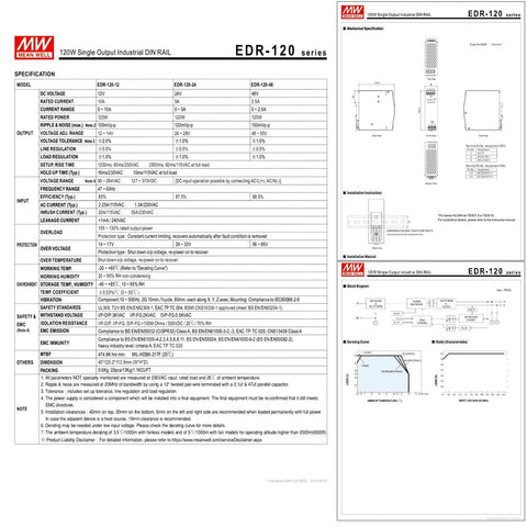 Rock Solid 12 Volt DIN Rail Power Supply 120W 10A Industrial AC DC For Semiconductor Equipment Wide Input Low Voltage Supply Built For The Job Rugged Metal Case datasheet