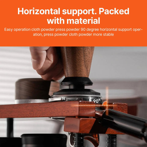 Keep Your Shot Prep Crisp With This Solid Tiered Espresso Tamper Station And Knock Box Organizer Universal 51 To 58 Millimeter Portafilter Holder Natural Wood Coffee Bar Organizer Setup with precise horizontal support.