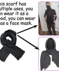 Dope Medieval Knight Leather Costume Set For Men with multi-use black shawl worn as a hood and scarf, part of 7 piece PU cosplay gear