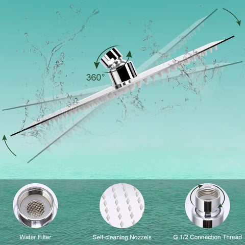 High Pressure 8 Inch Rainfall Filter Shower Head With Replaceable Cartridge Chrome Square Mount and features