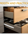Two Pairs White Steel Drawer Slides With Quiet Performance And Easy Installation For Kitchen Cabinets And Furniture, Side Mount Metal Guide Rails For Smooth, Heavy Duty, No Fuss Glide on wooden kitchen drawer.