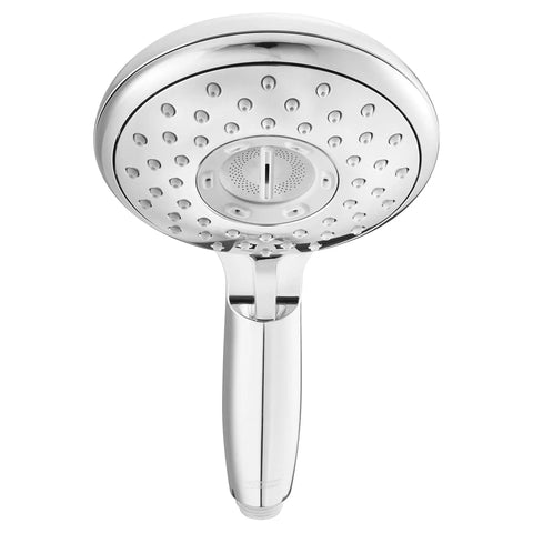 Handheld Shower Head With Four Spray Modes Drench Power Wash Sensitive And Aqua Toggle 2.5 GPM Polished Chrome, front view