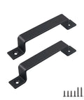 Black 8 Inch Barn Door Handle Set Of 2 With Screws Included For Sliding Doors Cabinets Closets And Drawers in carbon steel matte black finish