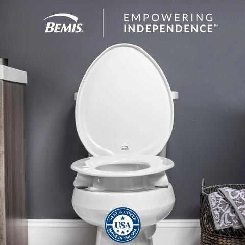 3 Inch Raised Toilet Seat For Seniors With Secure Hinges No Wobble Clean Shield Guard Elongated White Heavy Duty Plastic