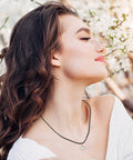 Woman wearing Black Waxed Cotton Necklace Cords 24 Inch With Clasps Bulk 50 Pieces For Jewelry Making Beading Charms