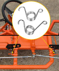 71 Inch Throttle Cable for Go Karts with Predator Engines shown with throttle pedal return springs on orange go-kart frame