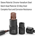 Pro Grade Torx Bit Socket Set And E Torx Socket Set, 31 Pieces, Cr-V Steel, T8 To T70 And E4 To E24 adapters shown