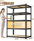 Detachable 5 Tier Storage Shelves For Pantry Kitchen Closet, adjustable metal rack with 35.55 x 15.76 x 72.06 in dimensions