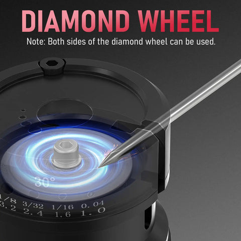 Diamond wheel of Electric TIG Tungsten Electrode Sharpener And Grinder For Welding, Handheld 110V Rotary Tool close-up view.