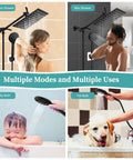 8 Inch Matte Black Rain Shower Head For Wide Coverage And Powerful Water Flow Dope Easy Install Durable Stainless Steel Shower Head Modern Bathroom Upgrade Rainfall Shower Experience in use for men, women, baby, and pet washing.