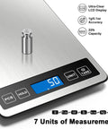 Food Scale For Real Kitchen Pros With 22 Pound Capacity, 0.1 Ounce And 1 Gram Increments, Seven Units, LCD and tare buttons