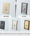 Comparison of wall plates before and after using Beaded Single Toggle Wall Plate 1 Gang ETL Certified GFI Outlet Decorative Switch Cover