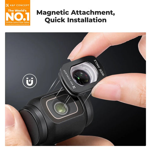 Wide Angle Lens For DJI Osmo Pocket 4 3 With 112 Degree Field Of View Snap On Magnetic Attachment Multi Coated Optical Glass