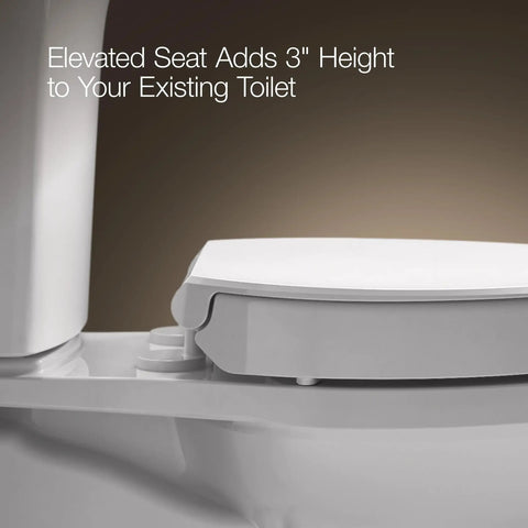 Elevated Comfort Height Elongated Toilet Seat Soft Close Smooth Action Lid Hassle Free Quick Install Hardware Super Comfy Solid Grip Bumpers Straightforward Accessibility Upgrade Everyday Bathroom Essential Pure White