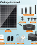 25W Solar Fountain Pump For Ponds With Filtration And Dry Run Protection, 410GPH Submersible Solar Pond Pump package contents