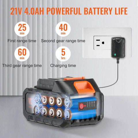 Cordless Pressure Washer 652 PSI 1 GPM Brushless Motor Rechargeable 4Ah Battery with charger plugged into wall outlet
