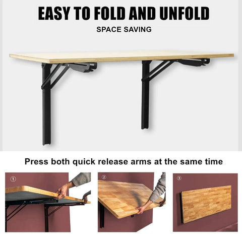 Heavy Duty Folding Shelf Brackets For Wall Mounted Shelves And Tables Space Saving Hinge Brackets demonstration in home setting