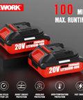Two 20V lithium-ion batteries for Powerful 20V Cordless Tiller Cultivator With No Cord Hassle, Two 2Ah Batteries And Fast Charger