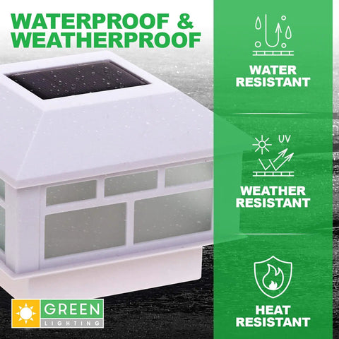 Waterproof solar powered LED torch post cap light for 4x4 or 5x5 posts, modern flame design, white finish, 12 pack.