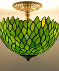 Tiffany Style Green Wisteria Stained Glass Lampshade Replacement 12x6 Inch Cap Included Upgrade Your Table Lamp Pendant Light Or Ceiling Fixture Lampshade Only S523 Series