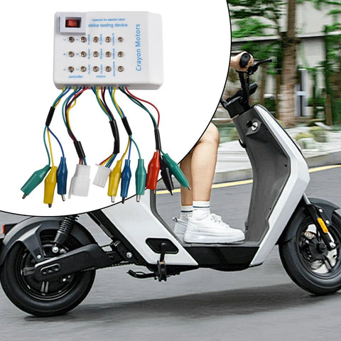 Tough As Nails ABS Shell Brushless Motor Controller Tester For Ebikes With Hall Sensor Detector, diagnostic kit plugged into electric bike.