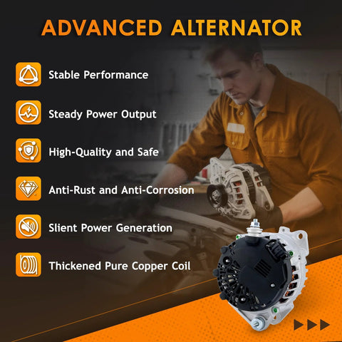 Image showing a mechanic working with a 12V 110 Amp Bolt On Plug And Play Alternator With 3 Pin Connector Fits 2007 2012 Altima 2.5L