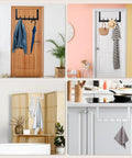 Over The Door Hooks 12 Pack Sturdy Door Hanger For Bathroom Bedroom And Kitchen Space Saving Towel Rack Coat Hooks Fits Doors One And Three Quarters Inches Thick Durable Powder Coated Finish Easy To Install shown in various rooms.
