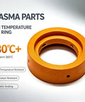 Orange high temperature seal ring, 280°C+, corrosion resistant, for plasma parts.