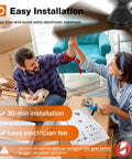 Couple high-fiving in living room under 42 Inch Low Profile Ceiling Fan With Light And Remote Dope Airflow, Flush Mount, Reversible