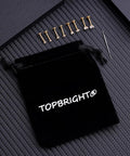Threadless Flat Back Earrings Set For Tragus Cartilage Nose Lip Medusa Piercings, 18G 316L Surgical Steel Hypoallergenic Gold Tone Labret Posts With 2 To 2.5 To 3 To 4mm CZ Ends, 4 Pairs, 8 Pieces, Insertion Pin, Velvet Bag displayed with velvet bag and insertion pin
