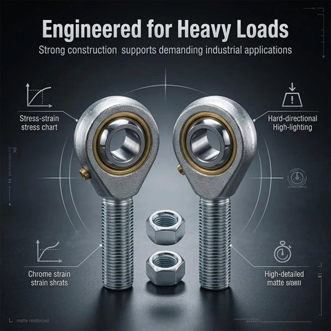 POSB8 One Half Inch Male Rod End Bearing With Jam Nuts Set Of 2 Right Hand Thread One Half Twenty TPI Self Lubricating Joint Rod Ends For CNC Equipment Robotics Automotive Tools Rock Solid Heavy Duty, two threaded rod ends and jam nuts