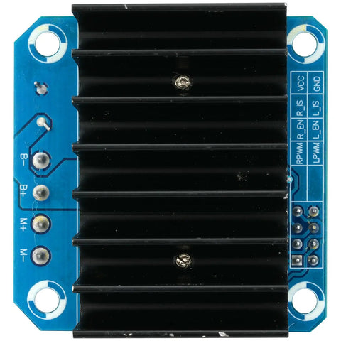 Front view of Two Pack BTS7960 43A Beefy High Power H-Bridge Motor Driver Module for Arduino with blue PCB and connectors