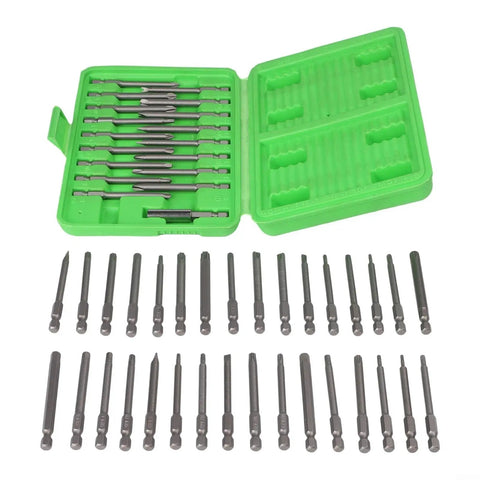 Check Out This Epic 50 Piece Extra Long Reach Screwdriver Bit Set That Nails Deep Recess Jobs In HVAC Auto And Electrical Repair While Handling High Torque Without Bending For Serious Impact Driver Pros. 50pc steel bits in green case