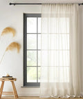 Room with window featuring Matte Black Curtain Rod 35 To 47 Inch Adjustable Telescoping With Brackets 5 Eighth Inch Diameter