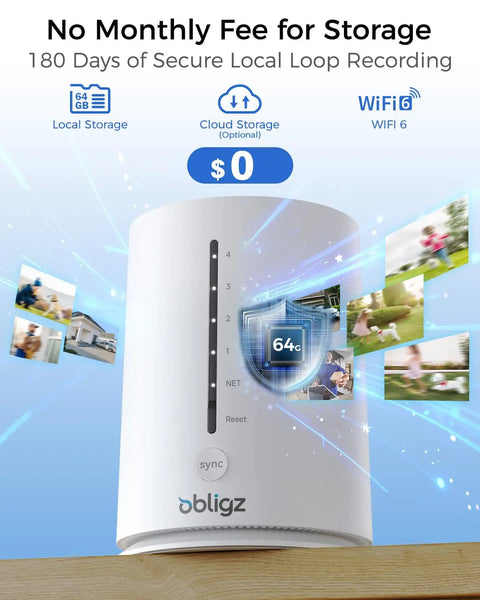 White base station of Solar Wireless Outdoor Security Camera Kit For Home, 4MP System With Local 64GB Storage Expandable To 512GB, No Monthly Fee
