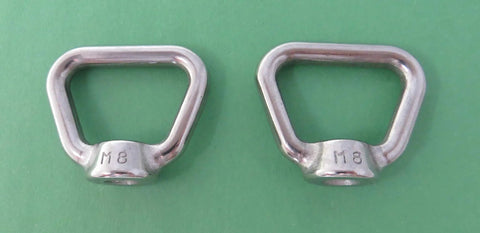 Top Tier Marine Grade Aisi 316 Stainless Steel Bow Eye Nuts M8 Metric 8MM Thread Pack Of Two on green background