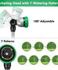 Extendable Watering Wand With 36 To 60 Inch Reach, 180 Degree Adjustable Ratcheting Head, Seven Spray Patterns Diagram