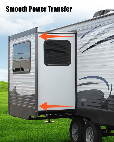 RV slide out system with arrows showing movement, compatible with 15 Tooth Spur Gear For RV Slide Out Systems 10 DP 20 PA Replace 700612