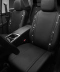 PU Leather Bling Diamond Car Seat Covers Full Set Waterproof Durable With Rear Zipper Universal Fit For Women Girly Black Interior