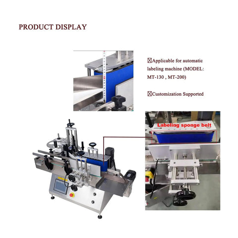 Sponge Conveyor Belt for Labeling Machine MT-130 MT-200, 770mm by 120mm, 10mm Thick, blue sponge belt on automatic labeler