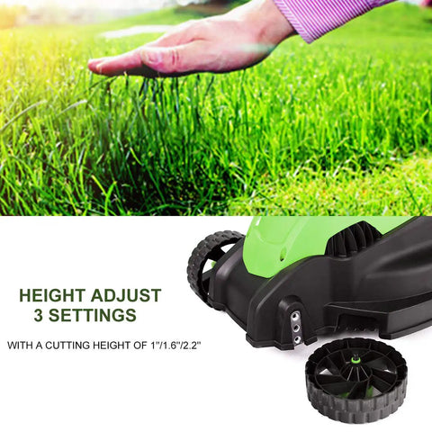 13 Inch Corded 2-In-1 Electric Lawn Mower With Grass Bag Folding Handle Adjustable Cutting Height 12 Amp Push Lawn Mower detail